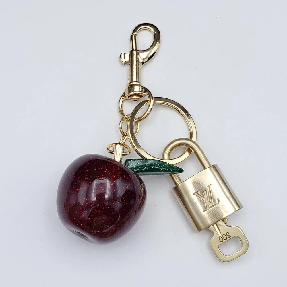 Authentic Louis Vuitton Lock & Key with Unbranded Apple Charm, Keychain